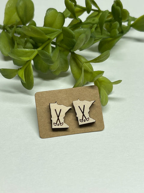 Minnesota Hockey Laser Cut Stud Earrings
