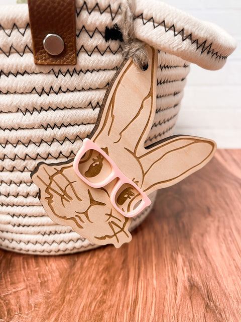 Bunny with Glasses Basket Tag
