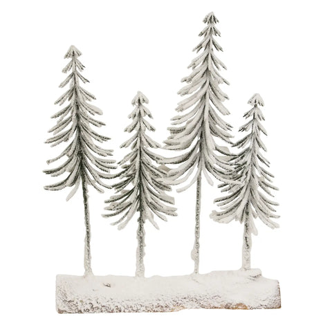 Snowy Pine Forest On Log