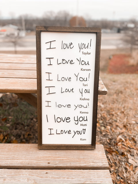 I Love You Handwriting Framed Sign