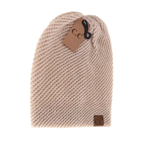 Unisex Slouchy C.C Beanie - Beige