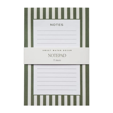 Olive Green Striped Notepad