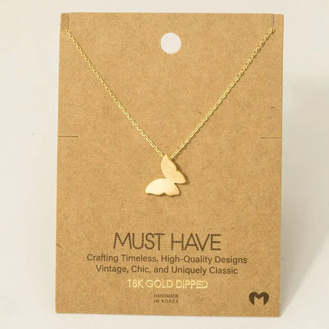 Gold Dipped Mini Butterfly Pendant Necklace
