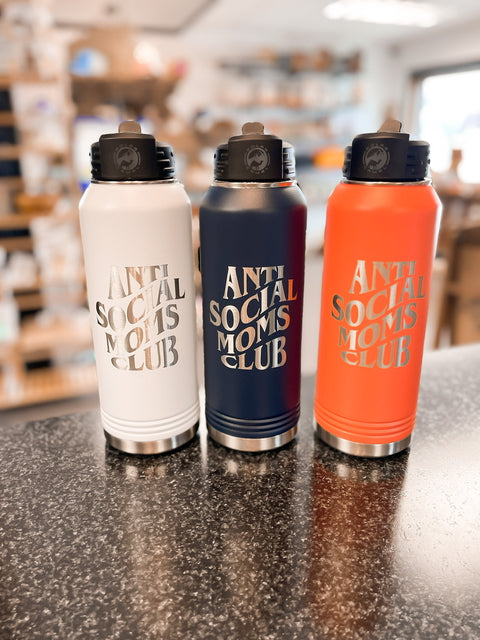 Anti Social Moms Club Water Bottle