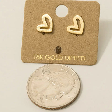 Gold Dipped Heart Stud Earrings