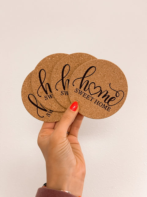 Home Sweet Home Cork Coasters