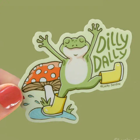Frog & Mushroom, Dilly Dally Rain Boots Vinyl Sticker