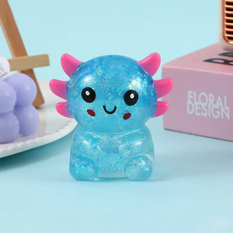 Cartoon Sequin Axolotl Squishy Toy Slow Rising Stress Relief Squeeze Toy