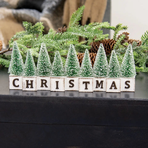 Winter Sparkle Forest Christmas Block Sitter