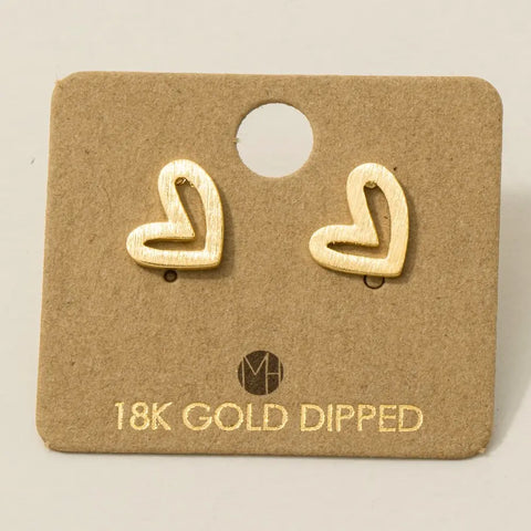 Gold Dipped Heart Stud Earrings
