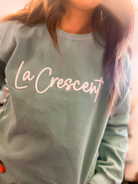 La Crescent 3D Puff Embroidered Crewneck