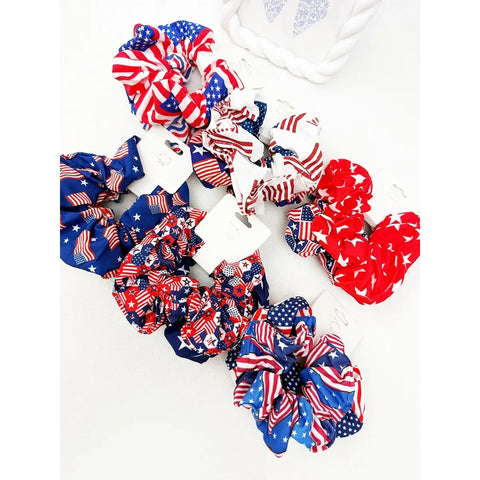 Assorted 2pc Set American Flag Theme Hair Tie Set