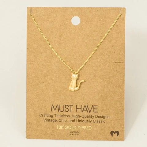 Gold Dipped Cat Pendant Necklace