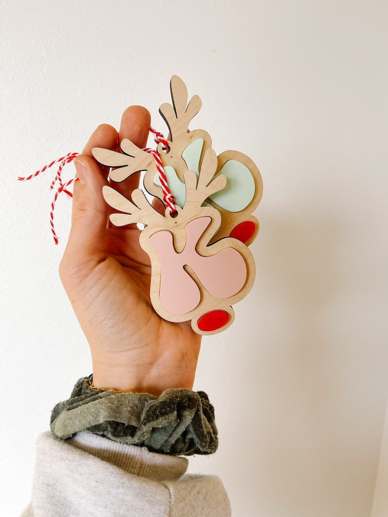 Reindeer Monogram Letter Ornament