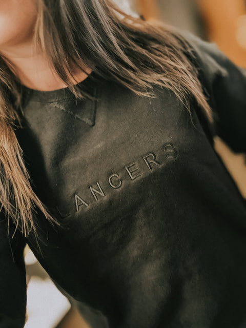 Embroidered Black on Black Lancers Crewneck (Black)