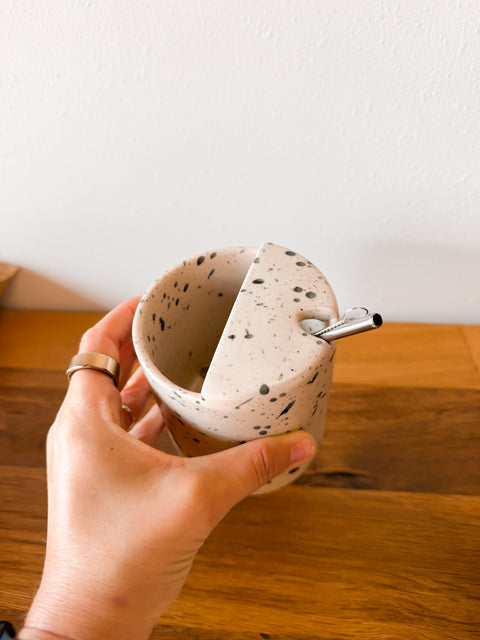 Ink Speckled Stoneware Travel Cup - Mocha
