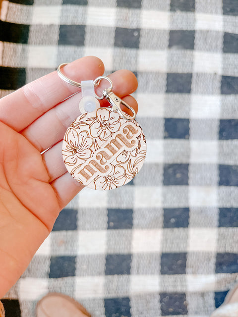 Round Floral Mama Keychain