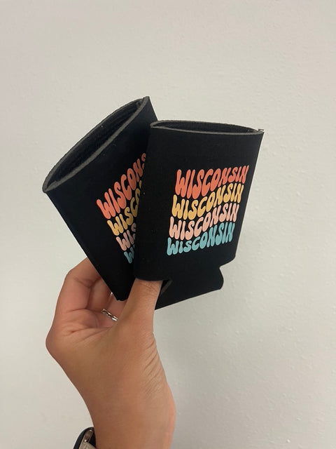 Wisconsin Multi Color Retro Can Sleeve