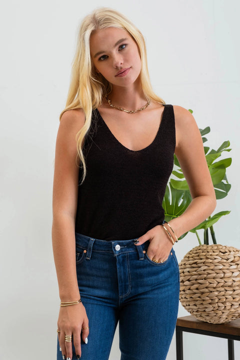 Black Knit Tank Top