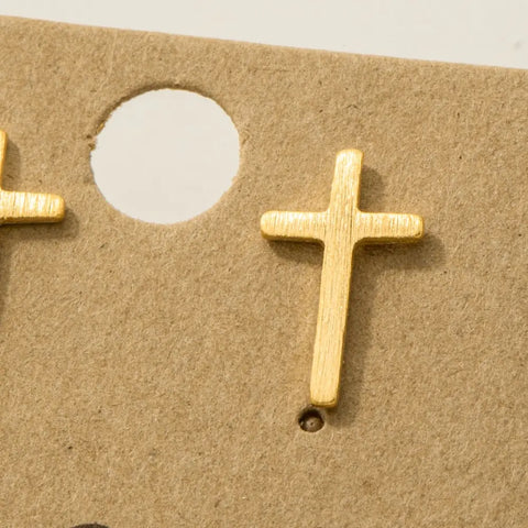 Gold Dipped Mini Cross Post Stud Earrings