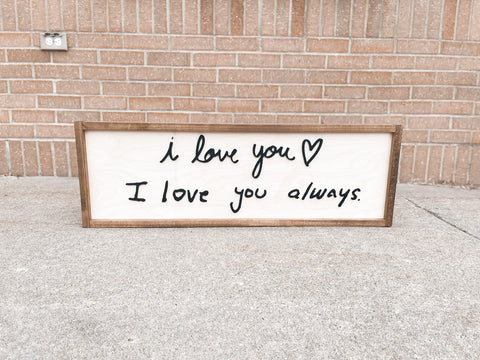 Real Handwriting 3D Wood Sign Framed