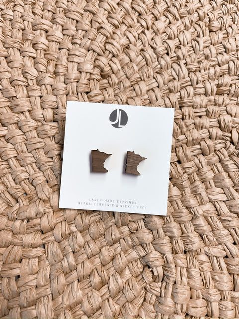 Minnesota Shape Laser Cut Stud Earrings