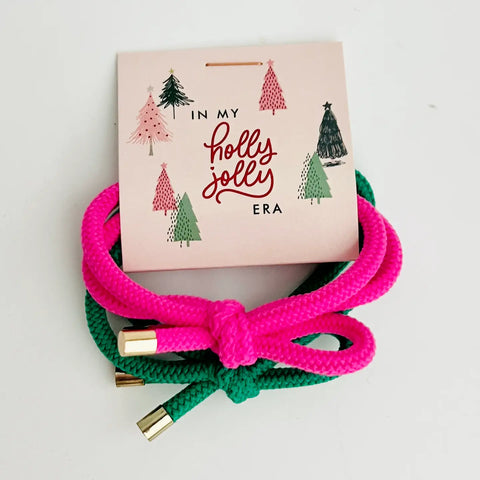 Christmas Hair Tie Stocking Stuffers - Pink + Green