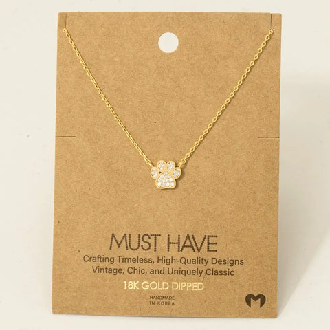 Paw Print Diamonds Pendant Necklace