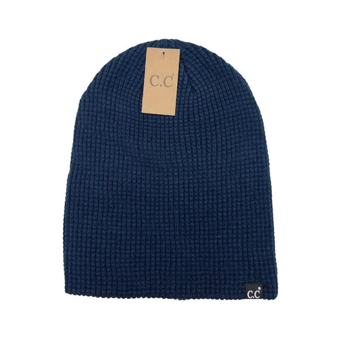 Unisex Waffle Knit Cuffed/Slouchy C.C. - Navy