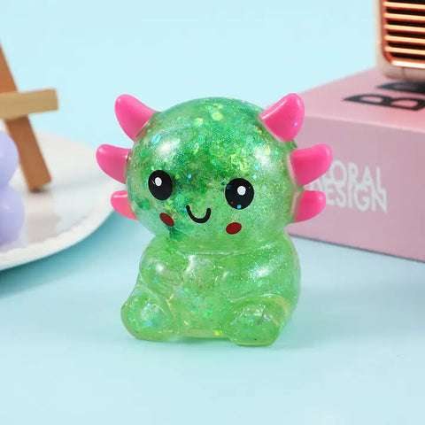 Cartoon Sequin Axolotl Squishy Toy Slow Rising Stress Relief Squeeze Toy