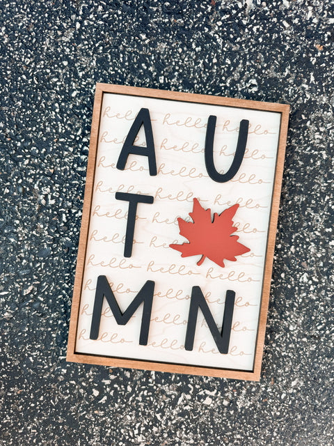 Hello Autumn Framed Sign