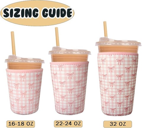 Bow and Gingham Print Cup Sleeve