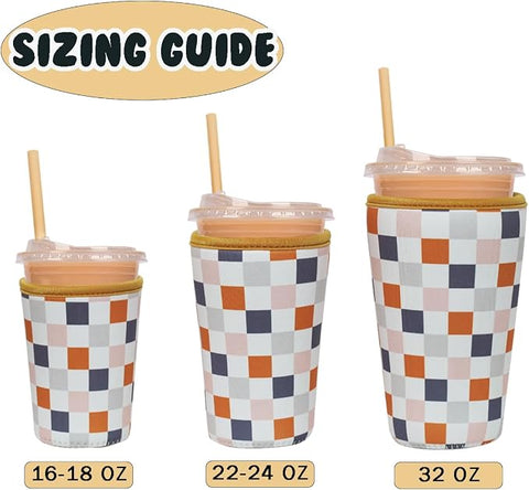 Muted Checkered Print Cup Sleeve