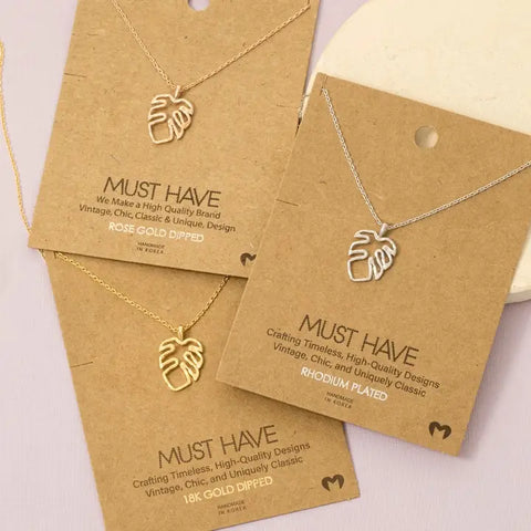 Monstera Cutout Pendant Necklace