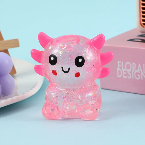 Cartoon Sequin Axolotl Squishy Toy Slow Rising Stress Relief Squeeze Toy