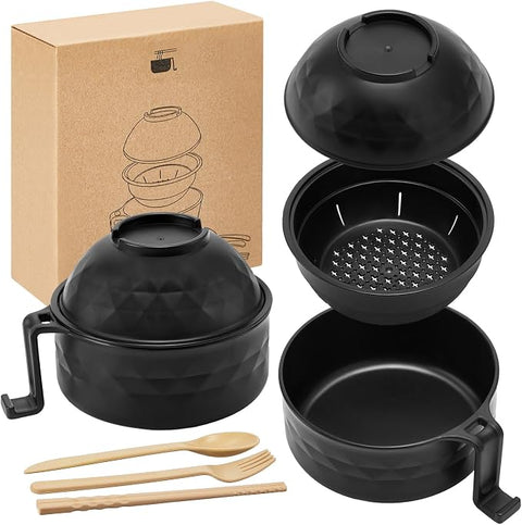 Microwave Noodle Bowl Set with Chopsticks, Spoon/knife, and Fork