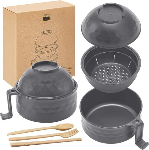 Microwave Noodle Bowl Set with Chopsticks, Spoon/knife, and Fork