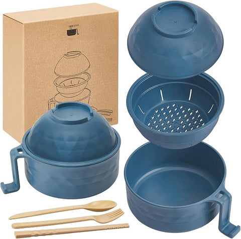 Microwave Noodle Bowl Set with Chopsticks, Spoon/knife, and Fork
