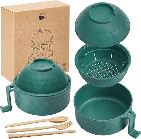 Microwave Noodle Bowl Set with Chopsticks, Spoon/knife, and Fork