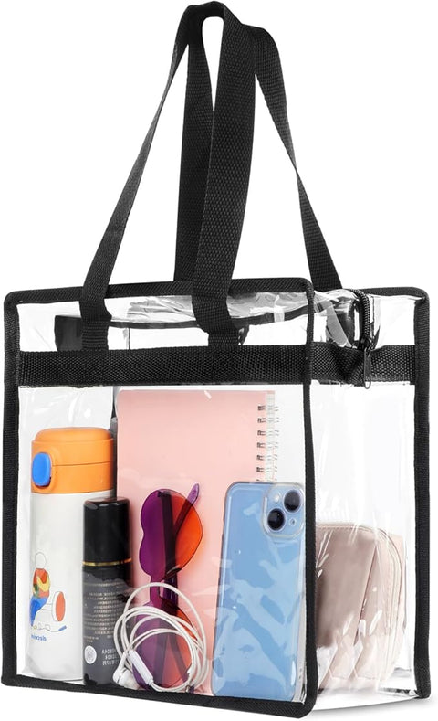 Large Transparent Tote Bag with Zipper