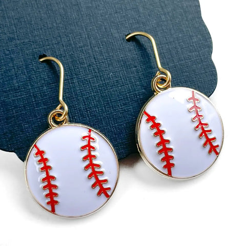 Batter Up Baseball Charm Dangle Earrings