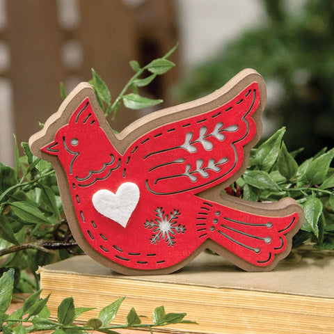 Laser Cut Snowflake Cardinal Sitter