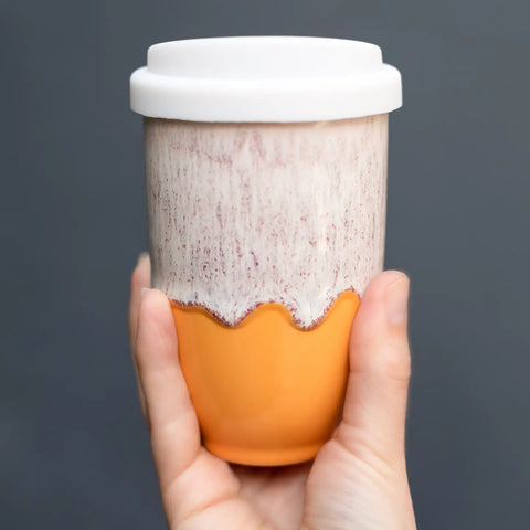 Handmade Grapefruit 12oz Ceramic Travel Mug