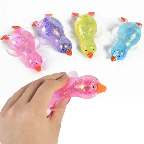 Cartoon Sequin Duck Squishy Toy Slow Rising Stress Relief Squeeze Toy