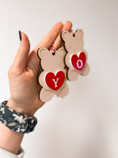 Gummy Bear Initial Valentine Basket Tag