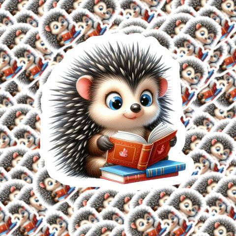 Hedgehog Reading Sticker