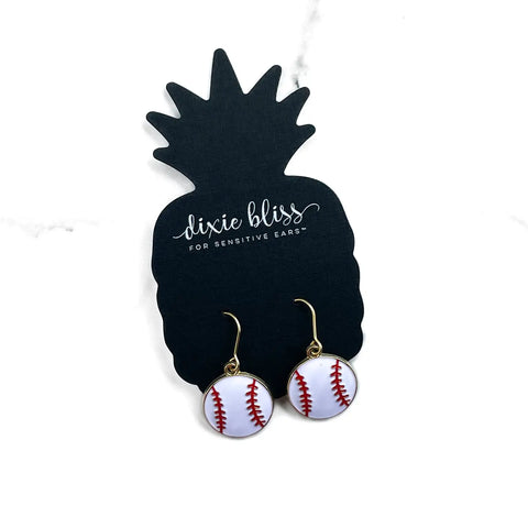 Batter Up Baseball Charm Dangle Earrings