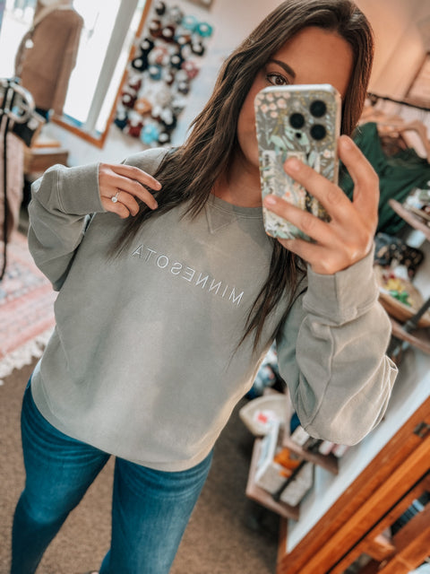 Embroidered Minnesota Crewneck (Grey)