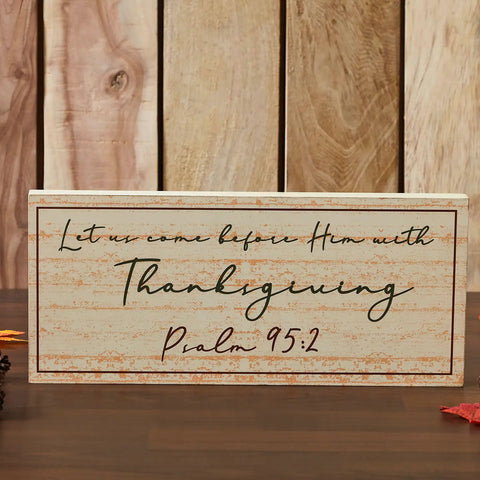 Let Us Come Before Him Thanksgiving Wood Wall Sign