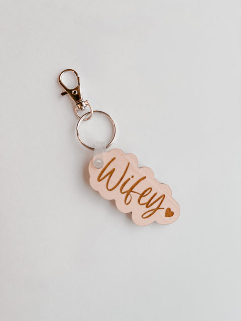 Wifey Cursive Outline Keychains